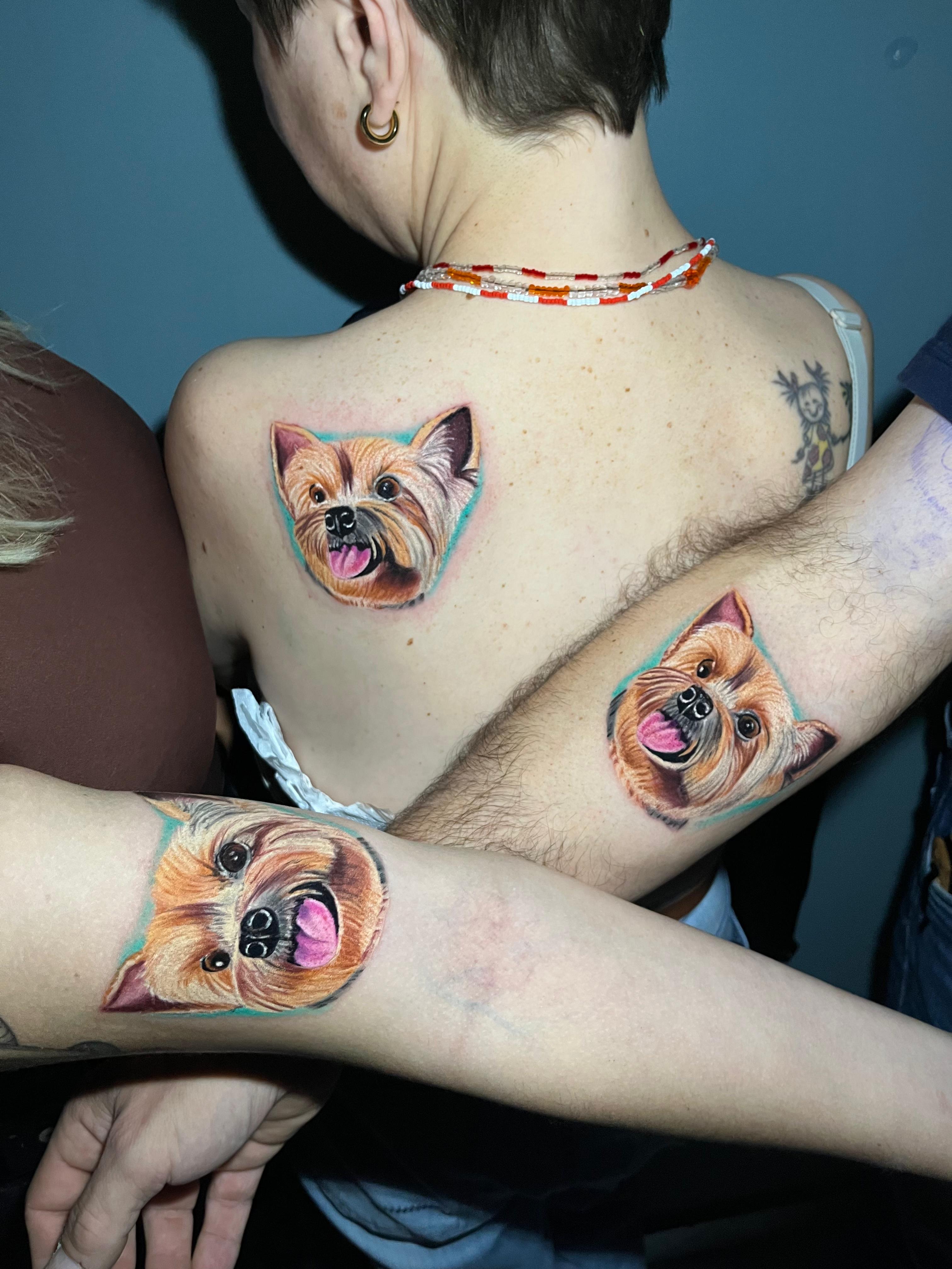 Tatuagem realismo colorido cachorro